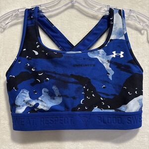 Under Armour Project Rock Blood Sweat Respect Printed Sports Bra Women's Medium